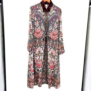 Aratta Silent Journey Long sleeve Shirt Dress Duster Womens Size Small New